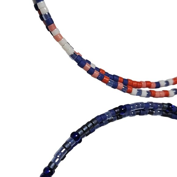 Retro Beaded Hoop Coil Bracelets Mixed Colors Set Of 3 Boho Fashion Jewelry - Picture 4 of 6